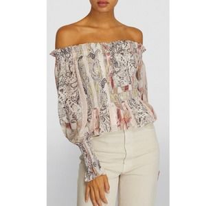 All Saints Lara Makutu Off the Shoulder Blouse Size XS NWT